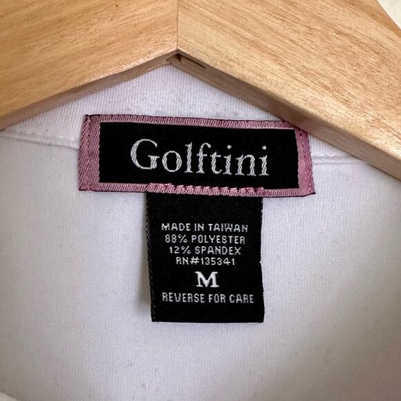Golftini White Sleeveless Golf Polo Embroidered Pink Martini Glass Size Medium - Picture 7 of 8